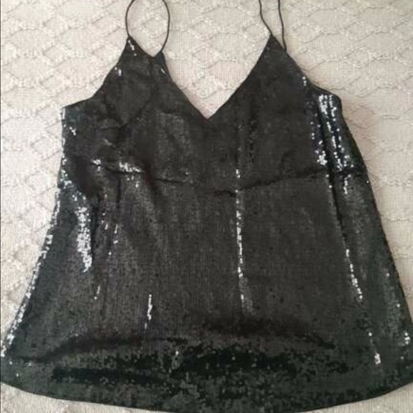Sequin cami tank top black glamorous trendy - Picture 5 of 5